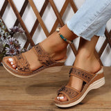 Size 2023 Summer New Retro Casual Flowers High With A Character Women's Slope Heel