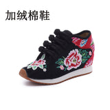 Breakj Shoes / Velvet Travel Canvas Embroidered Cloth Shoes Women's Casual Shoes High Heel Sports