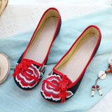 Breakj Embroidered Flower Embroidered Cloth Shoes With Women's Single