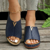 Breakj Summer New Large-Size Hollow Slope And Cool Slippers Women's Fish Mouth Thick-Soled Ladies