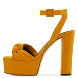 Elegant Large Size Waterproof Table Thick High Heels Knot Ankle Buckle Banquet