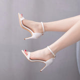 Breakj Cm Light Mouth With High-Heeled Sandals White Light Sandals Fine Heel Fish Mouth Wedding Dress Wedding