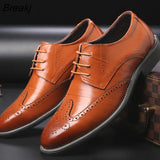 business mens dress shoes genuine leather tan black Italian fashion male shoes