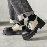 Breakj Patent Leather British Wind Black And White Patchwork Color Small Leather Shoes Men 2024 New Men's Shoes Small Thick Platform