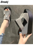 Sandals Women Summer Elegant High Platform Slippers Women Sandalias Mujer Solid High Heels Sandals 2023 Wedge