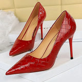 Shoes Patent Leather Woman Pumps 2022 New Designer Shoes Weave Pattern Fine High Heels Stiletto Heeled Shoes Party
