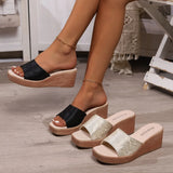Breakj Head Print Thick-Bottomed Pine Cake Pedaled Roman Shoes Women 2025 Summer New Large-Size Wearing Cold