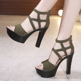 Sandals Women's 2023 Summer High Heels Open-Toed Thick Heels Waterproof Platform Large Size 41-43 Catwalk Catwalk
