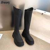 Platform Knee High Women Boots 2023 Spring Thick Heels Square Toe Punk Long Boots Autumn Winter Zipper Ladies