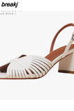 Size 34-39 Women Sandals Rome Leather High Heels Summer Shoes For Women 2023 Trend Open Toe Elegant Heeled