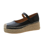 Breakj Single-Shoe Women's 2025 Spring Korean Version Of The Round Head Buckle Shallow Comfortable Hemp Rope Women's Shoes Height