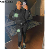 Casual Letter Graffiti Print Two Piece Sets Women Hooded Sweatshirt And Jogger Pants Tracksuits Fall Winter Outfit