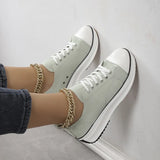 Breakj Casual Single-Shoe Women 2025 Spring And Autumn New Round Head Tie With Thick Bottom Low Help Canvas Single
