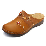 Women's Shoes Are Specially Designed For Large-Size Baotou Women's Sandals, Flower Flat-Soled Women's