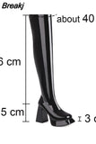 Autumn Women Mid Calf Boots Platform Block High Heels Slim Fit Zip Sexy Party Luxury Long Boots Big Size Shoes