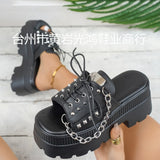 Breakj Women's Shoes In The Summer Of 2025 New Cool Slippers Pine Cake Thick-Soled Rivet Chain Coarse