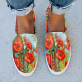 Graffiti Women Flat Shoes Shallow Thick Bottom Casual Canvas Female Footwear Spring Slip On Women's Shoes Plus Size 2022