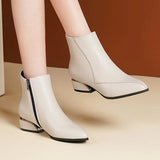 Ankle Boots Women High Heel Pointed Toe Short Boots Autumn/Winter Mature Style Black Side Zipper Thicks Heel Women