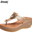 Women New Summer Sandals Open Toe Beach Shoes Flip Flops Wedges Comfortable Slippers Cute Sandals Plu Size Chaussure