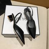Women's Heeled Sandals Summer Fashion Sexy Pointed Toe Square Heel Candy Color Ladies Mules Shoes Party Wedding Women Pumps