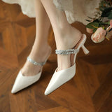 Breakj Sandals Fine Heel 2025 Spring And Summer New Word With Pointed High Heels Water Drill High Heel Slippers
