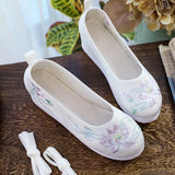 Breakj Shoes Round Head Spring And Autumn Ancient Style Students Embroidered Cloth Shoes Ancient Costume Stage Play Dance Shoes Women's Shoes Single