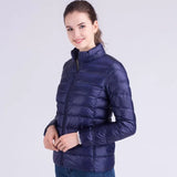 New Autumn Winter Women Ultra Light White Duck Down Jackets Candy Color Slim Short Design Warm Down