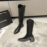 Knee Boots Women's 2024 New British Pointed V Mouth Western Cowboy Boots Thick Heels Show Thin Knight Boots In