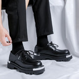 Breakj Casual Leather Shoes Trend Teen Platform Fall 2023 New Versatile Men's Working Shoes