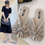 Breakj Women Wear Outside The Summer 2025 New Small Flowers Flat Bottom Fish Mouth Cool Drag Fashion Pedal Pedal Half