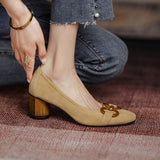 Breakj New Style ~ Retro High-Heeled Women's New Square Commuting Wind Coarse Heel Single Shoes