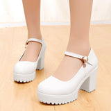 Breakj Head Shallow Mouth 8CM High Heels Waterproof Table Thick-Bottomed Cheongsam Shoes Model Show Shoes Magic Sticky Women Singles