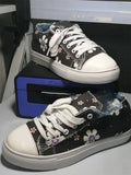 Shoes for Women 2022 Retro Floral Print Canva Shoes Female Fashion Student Spring Flat Lace-up Sneakers Casual Shoes