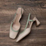 Breakj Heel Square Head Brown Bag Head Sandals Women 2025 Summer Light-Mouthed High-Heeled Shoes Sandals Women's
