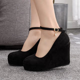 Breakj And South Korea Waterproof Table Slope Heel Single Shoe Buckle With Mary Janepo Single Shoes Spring And Autumn Single Shoes Women's Thick-Soled