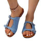 Breakj Summer New Rome Leisure Pure Color Leather Buckle With Flat Bottom Large-Size
