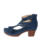Breakj Summer New Shoes Large-Size Women's Shoes Coarse Heel High Heels Hollow Fish Mouth Sandals