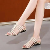 Heel Thick Heel PU Sandals Oak Flat Low Heel High Heel Sandals Slippers Women's Single Shoes Shoes Women's Casual Sports