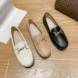 Metal Buckle genuine leather shoes woman work flats breathable cowhide mocasines mujer luxury oxford shoes for