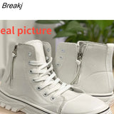 2023 Autumn New Vulcanize Women's Casual Canvas Platform Shoes High Top White Black Platform Sneakers Tennis