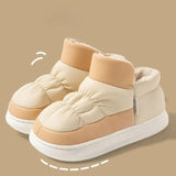 Leather Waterproof Snow Boots for Women Winter Thick Warm Plush Platform Ankle Boots Thick Sole Non Slip Cotton Padded