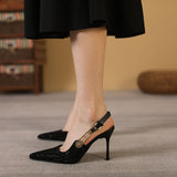Breakj Standing Not Tired Elegant Fashion Shoes Women 2025 Summer Retro Pure Color High Heels Outside Wearing Skirts And Anti-Slip