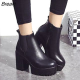 Boots Platform High Heel Ankle Boots Ladies Round Toe Winter Shoes Ladies Flat Boots Women