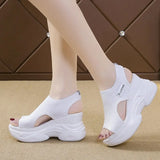 Women's SandalsSummer Wedge Heel Elastic Cloth Cover Foot Ladies Sandals Thick-soled Fashion Trifle Elevation Casual