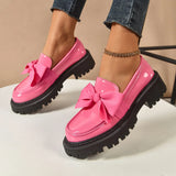 Breakj Bow Lefor Shoes Women 2025 Korean Version Of Thick Soles With Lazy British Style Retro Leather