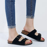New Cork Slippers Male And Female Suede Slippers Lovers Sandal Shoes Belt