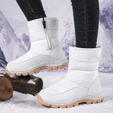 Breakj Snow Boots Women With Velvet Thick Cotton Shoes 2025 Winter New Zipper Thick-Bottomed Warm Cotton
