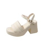 Breakj / Summer 2024 New Platform Sandals Thick Heel Square Head Female Summer Wear High Heel Broadband