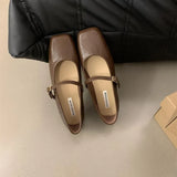 Breakj Temperament Square Head Shallow Mouth Casual Flat Bottom Versatile Single Shoes In 2024 Spring And Autumn New Soft Bottom Comfortable Low Heel Women's Single