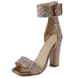 Breakj New Wedding Shoes Dinner Summer Toe Lichen Sexy Hollow Thick High Heel Sandals Foot Buckle